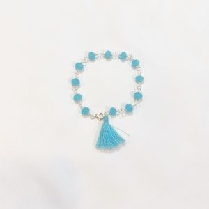 NEW SILVER & BABY BLUE TASSEL BRACELET